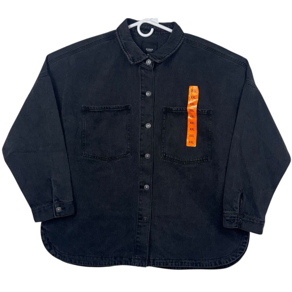 Hudson Jeans Womens Size XXL Denim Jacket Charcoal Gray Oversized 2XL Grey New